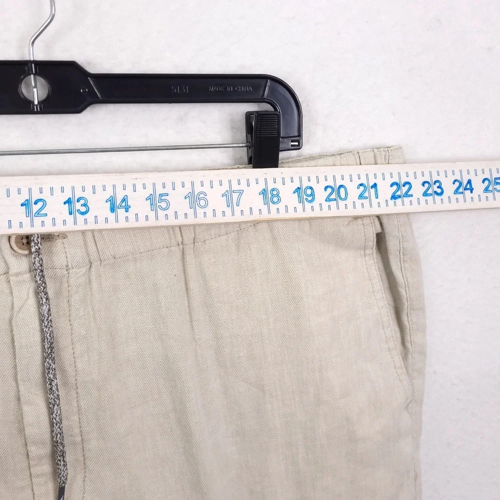 Tommy Bahama Linen Pants Mens 2XL Beige Drawstring Beach Tropical Relaxed Fit